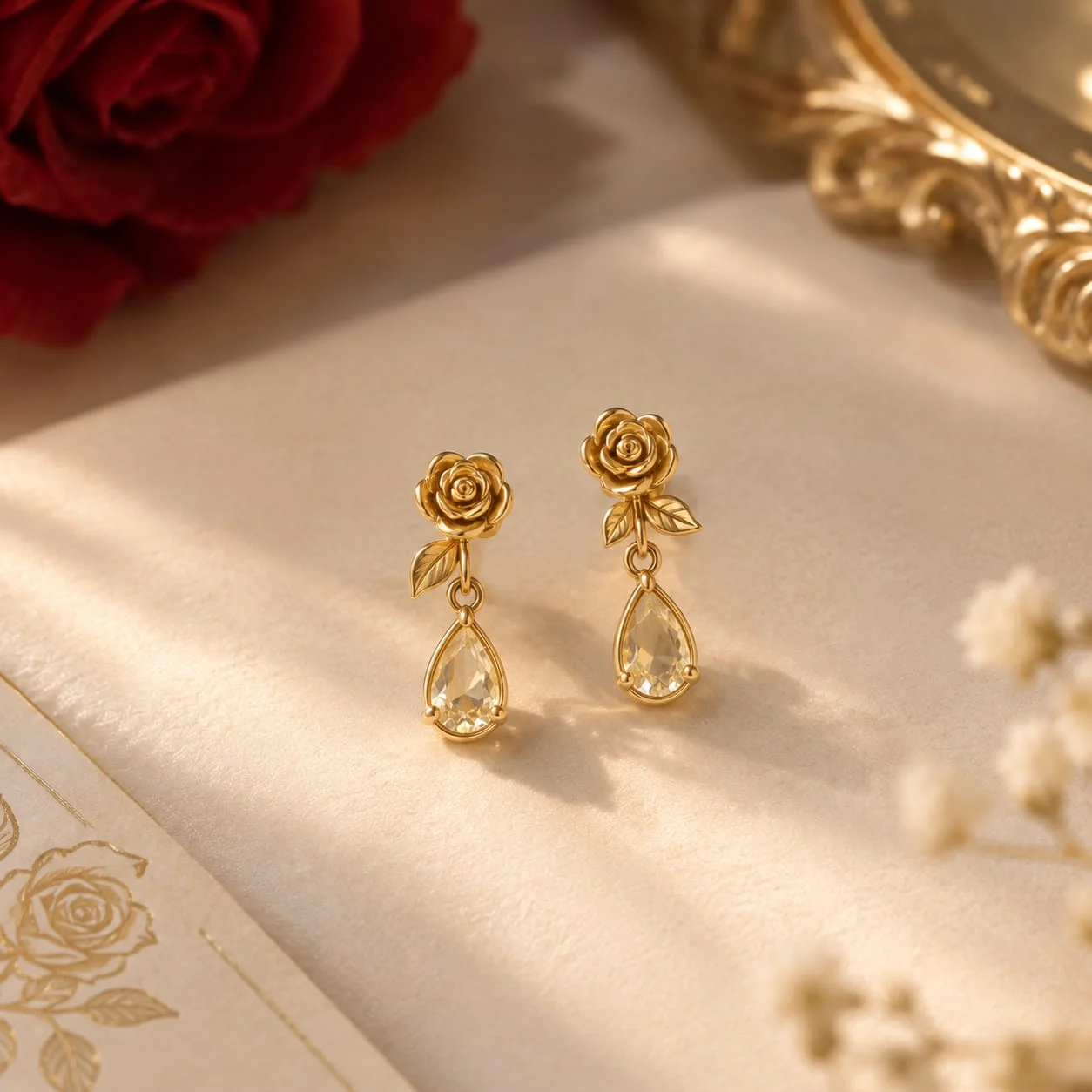 Minimal Floral Drop Earrings